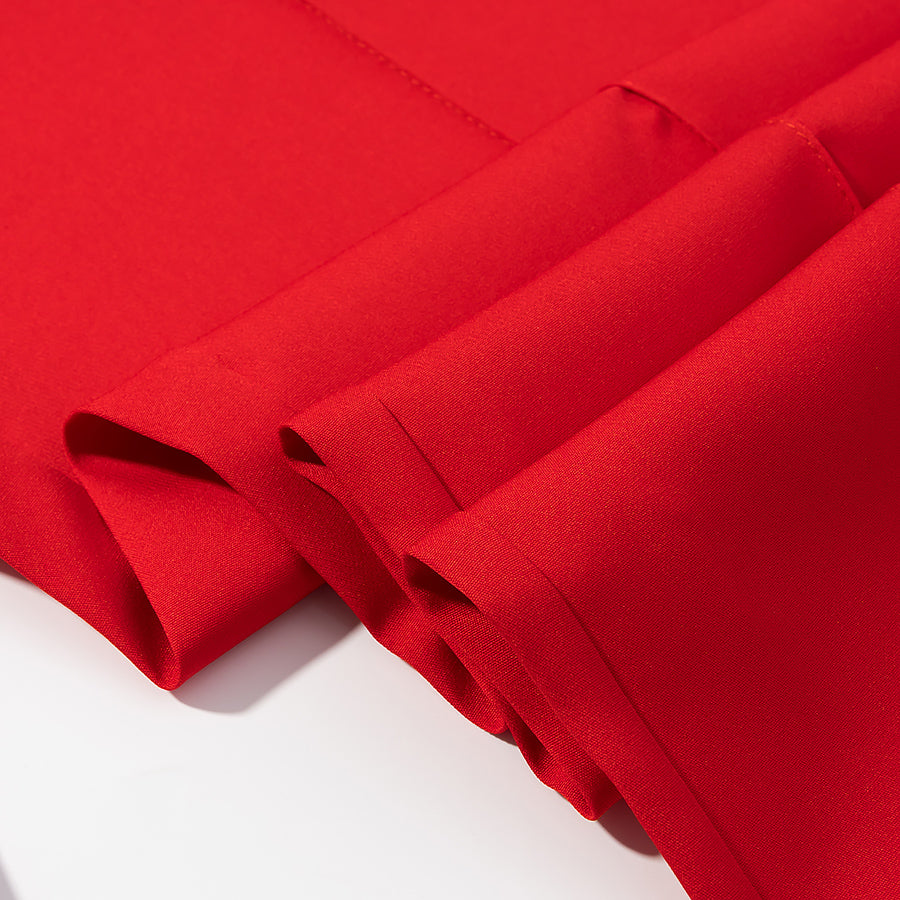 Womens Tube Top & Straight Leg Trousers Set | Draped Red Two Piece Outfit | noémi