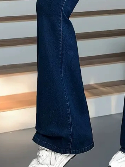 Women's Dark Blue Slim Flared Jeans | Stretchy, High Waist | noémi