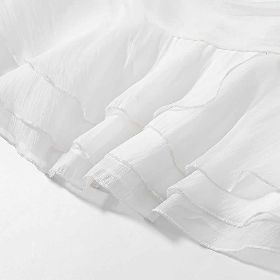 Vintage Deep V Plunge Collared Long Sleeve WaistDefined Short Dress with Bare Back | High Waist Pleated Skirt | noémi