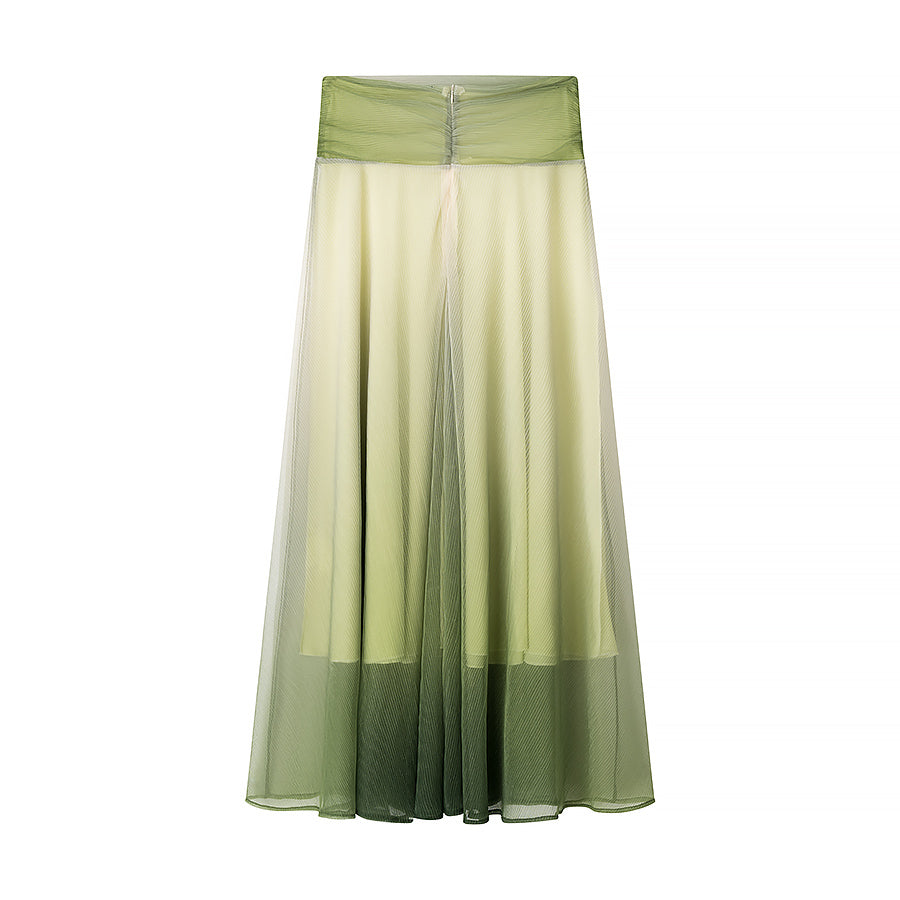 2 Piece Green Gradient Set | Pleated Crop Top & Flowing Maxi Skirt | noémi
