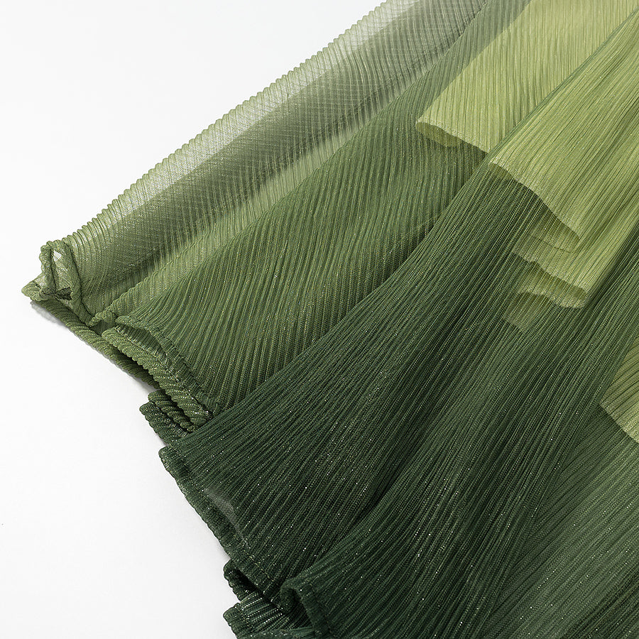 2 Piece Green Gradient Set | Pleated Crop Top & Flowing Maxi Skirt | noémi