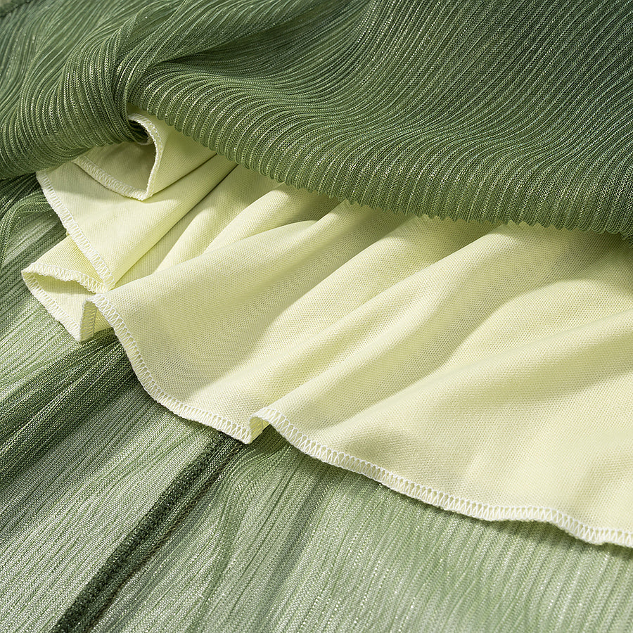 2 Piece Green Gradient Set | Pleated Crop Top & Flowing Maxi Skirt | noémi