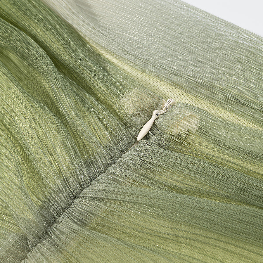 2 Piece Green Gradient Set | Pleated Crop Top & Flowing Maxi Skirt | noémi