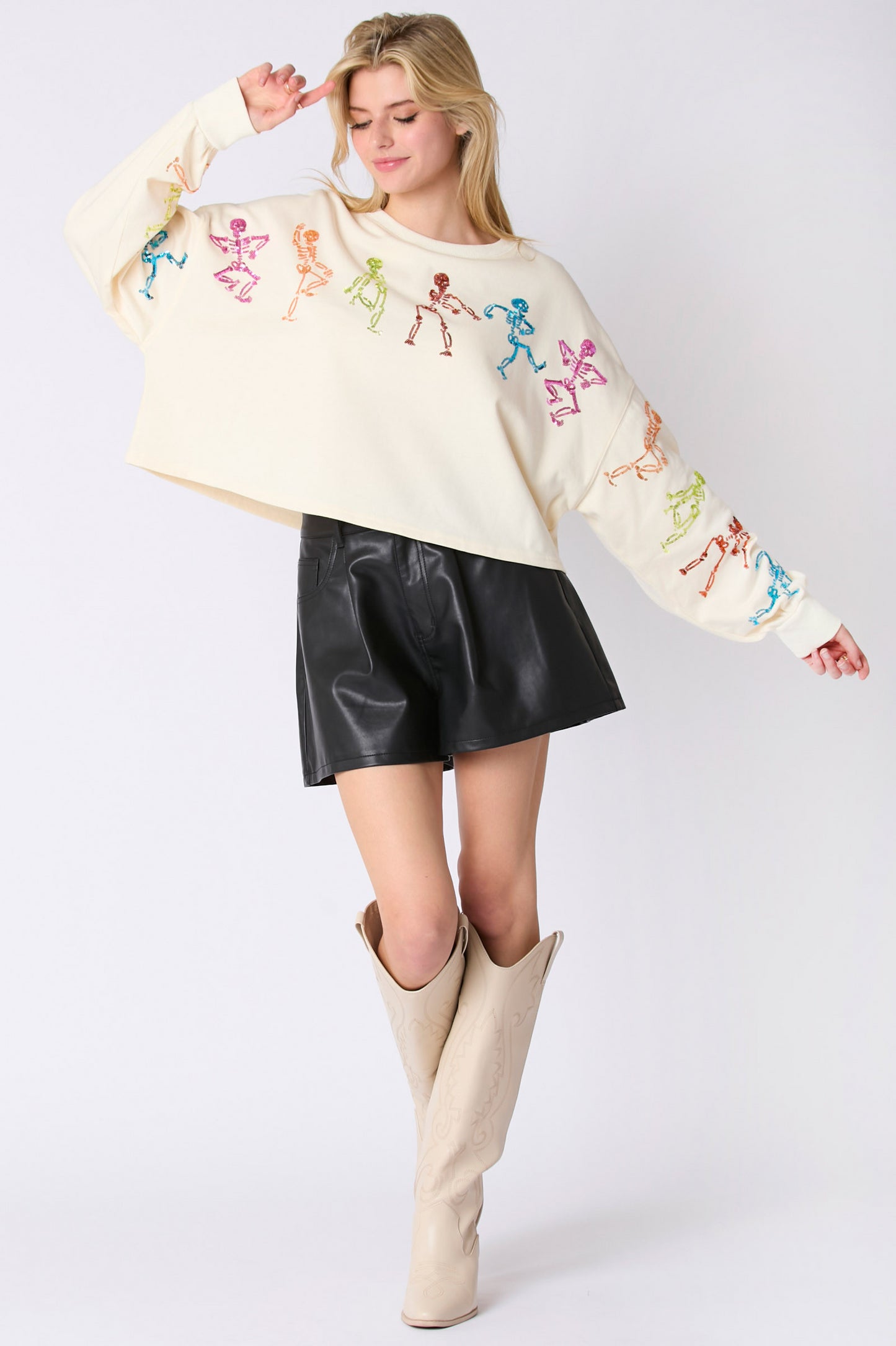Womens Halloween Skull Sequin Sweatshirt | noémi
