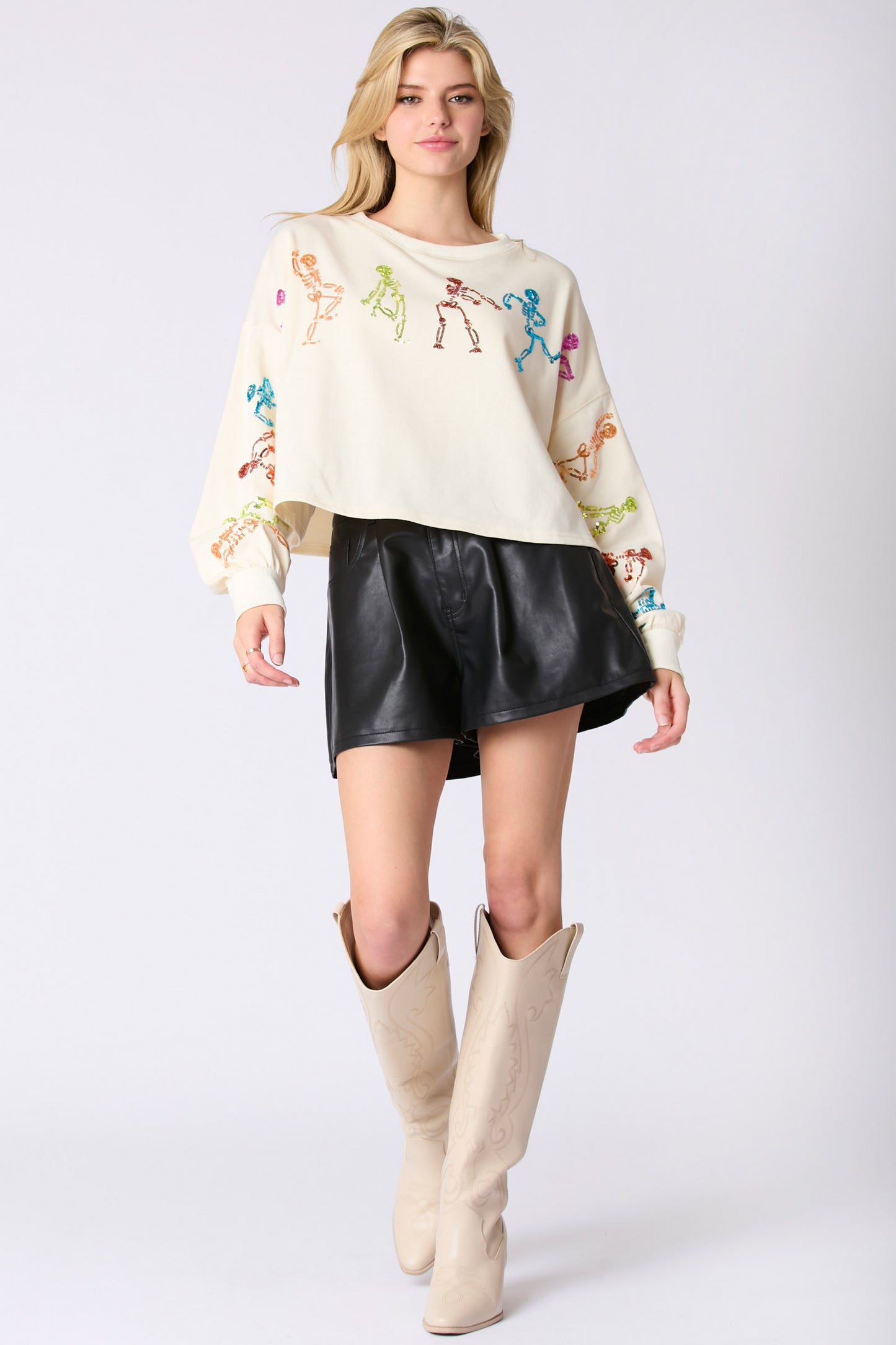Womens Halloween Skull Sequin Sweatshirt | noémi
