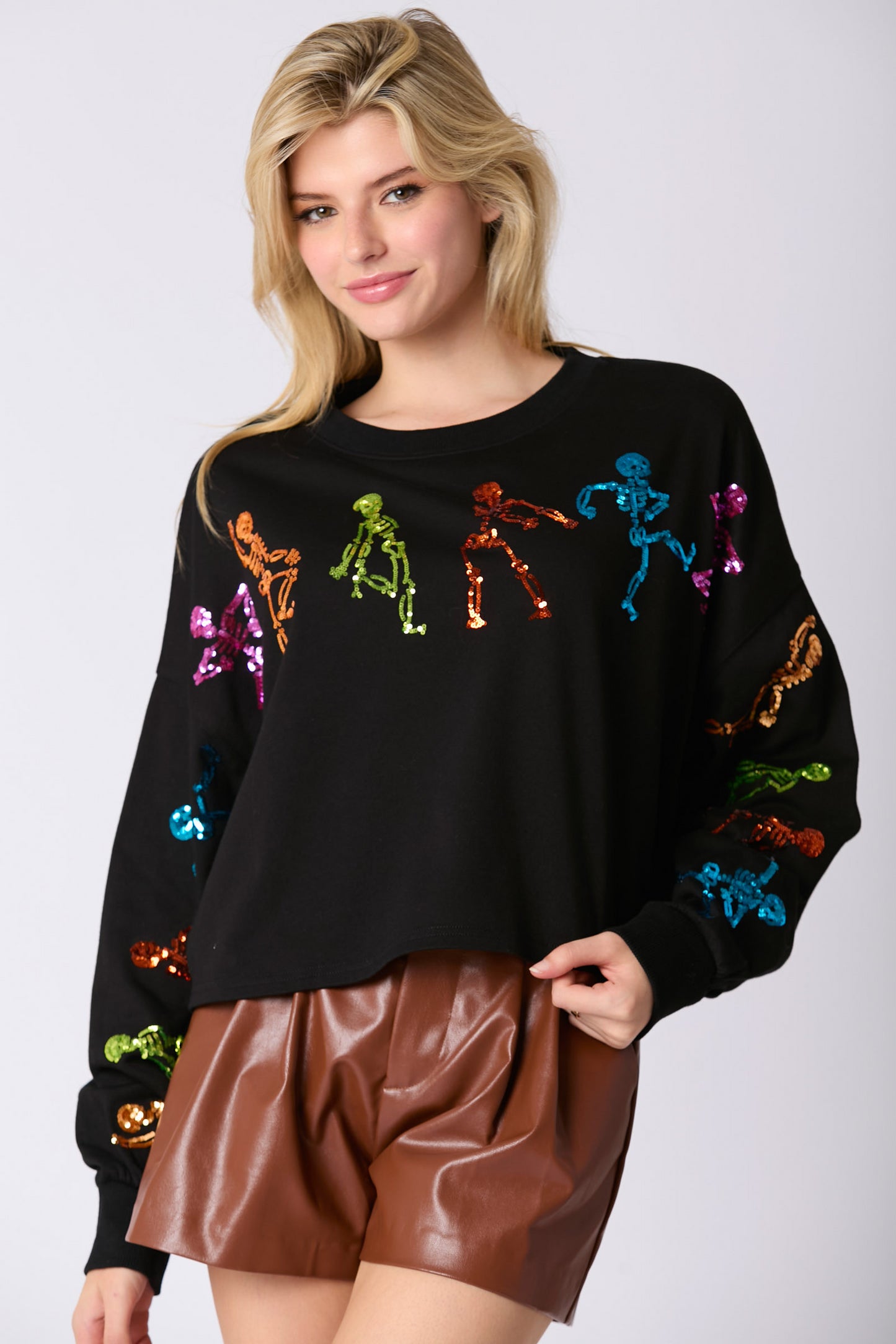 Womens Halloween Skull Sequin Sweatshirt | noémi