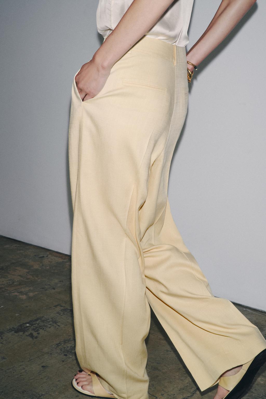 Yellow Sleeveless Blazer & Wide Leg Trousers Set | noémi