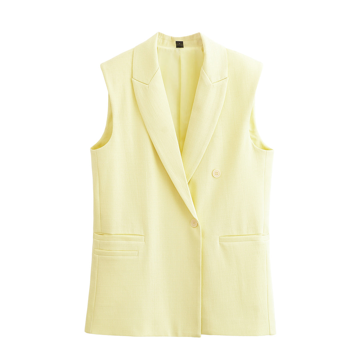 Yellow Sleeveless Blazer & Wide Leg Trousers Set | noémi