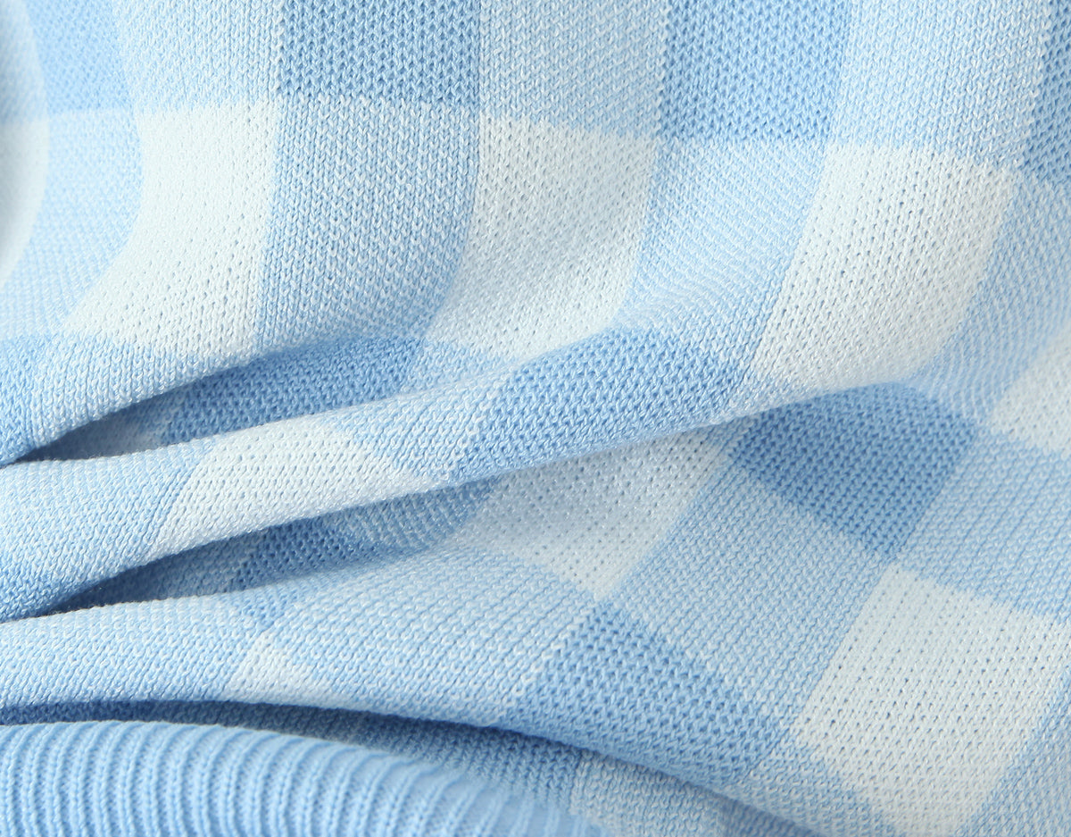 Womens Pastel Checkered Cropped Cardigan | Knit Button Up Sweater | noémi