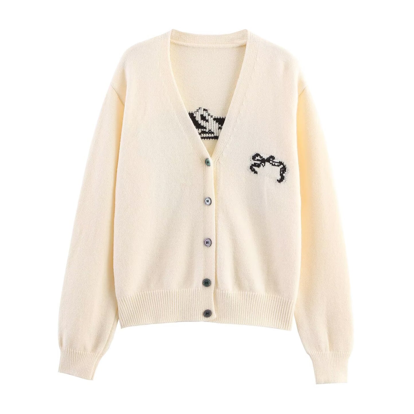 Womens Bow Ribbon Sweater | Loose Fit, Stylish Jacquard Knit | noémi