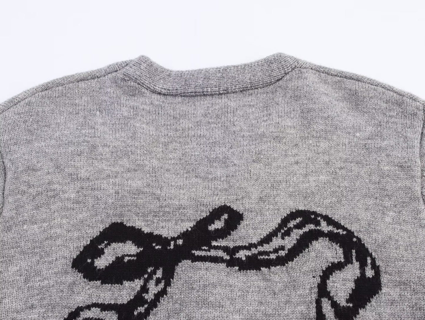 Womens Bow Ribbon Sweater | Loose Fit, Stylish Jacquard Knit | noémi