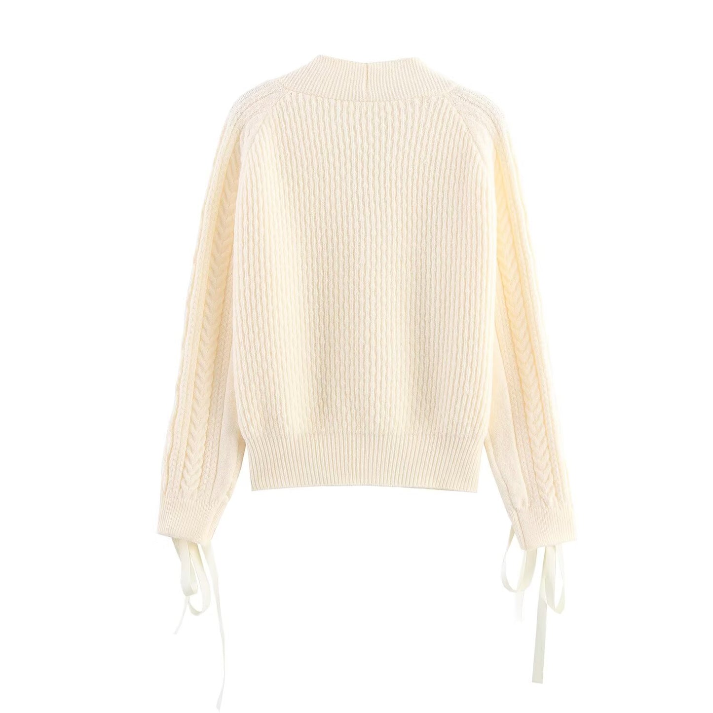 Womens Beaded Knit Cardigan | Pearl Detailing, Statement Buttons, Cream | noémi