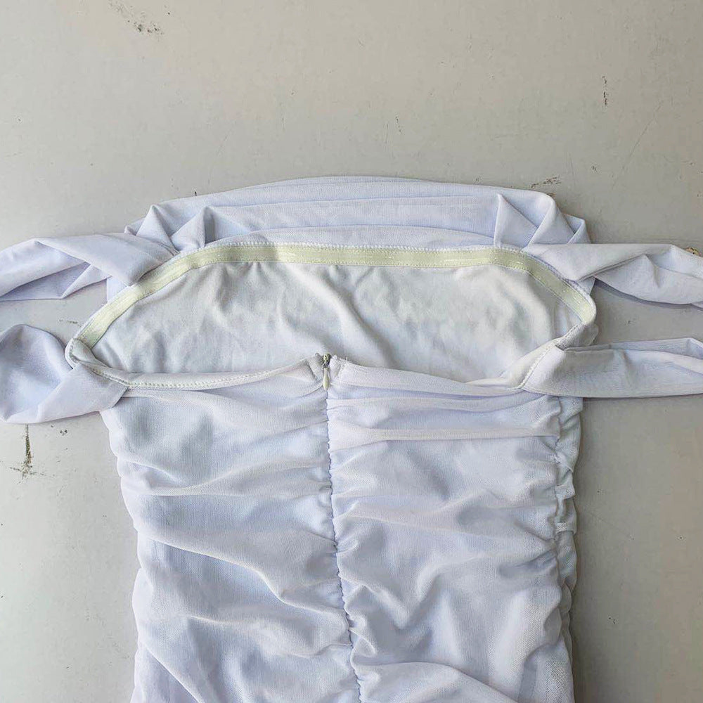 Off Neck Mesh Sling Sheath Dress With Slim Fit For Women | noémi