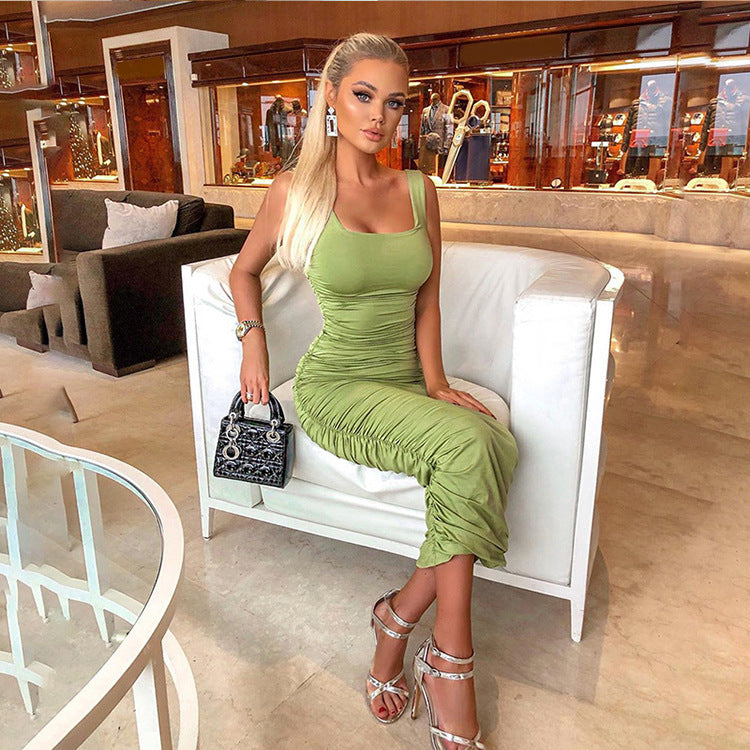 Sleeveless Backless Pleated Bodycon Dress | noémi