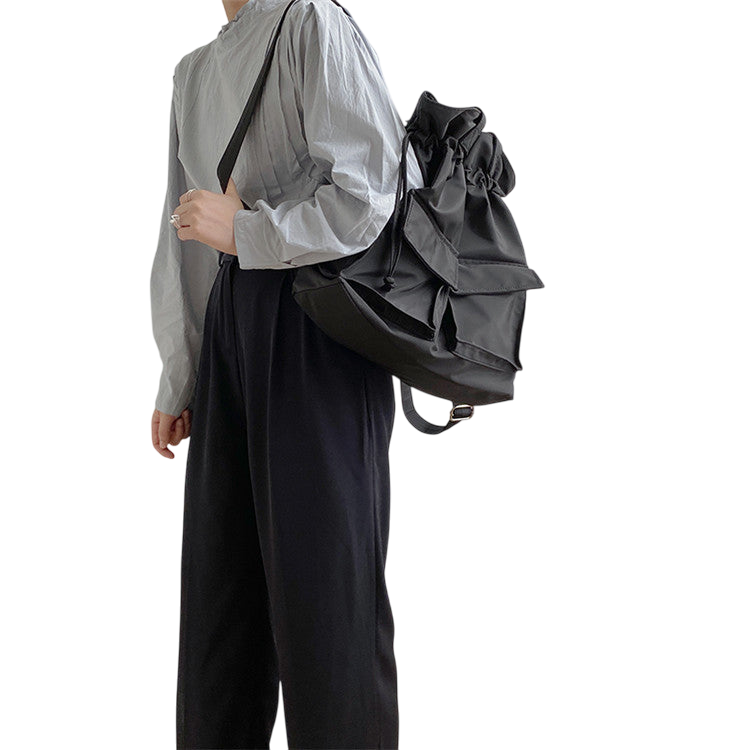 Large Brown Nylon Shoulder Backpack – Student Everyday Tote | noémi