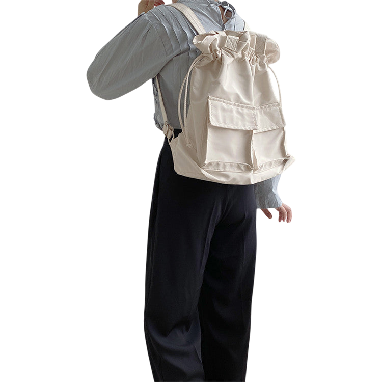 Large Brown Nylon Shoulder Backpack – Student Everyday Tote | noémi