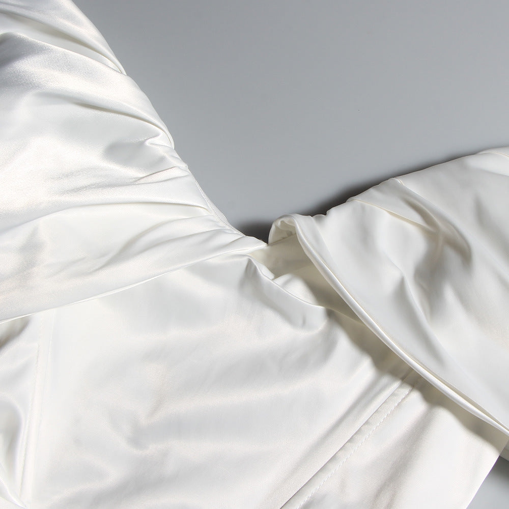 Pleated Corset Tube Dress With Structured Fit | noémi