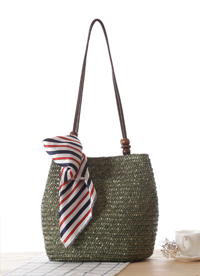 Woven Straw Shoulder Bag | Summer Beach Tote with Long Strap | noémi