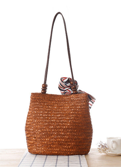 Woven Straw Shoulder Bag | Summer Beach Tote with Long Strap | noémi