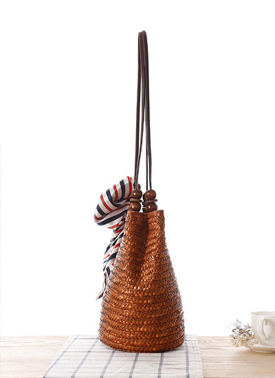 Woven Straw Shoulder Bag | Summer Beach Tote with Long Strap | noémi