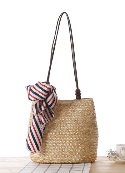 Woven Straw Shoulder Bag | Summer Beach Tote with Long Strap | noémi