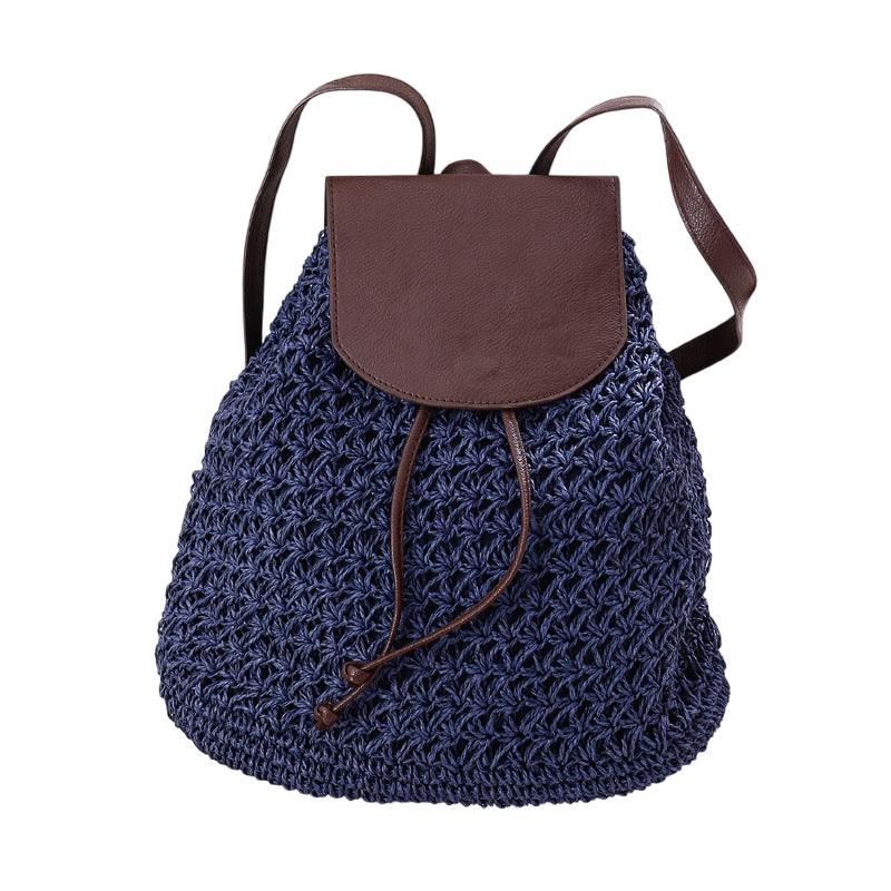 Mori Girl Straw Backpack – Summer Woven Beach Bag with Drawstring | noémi