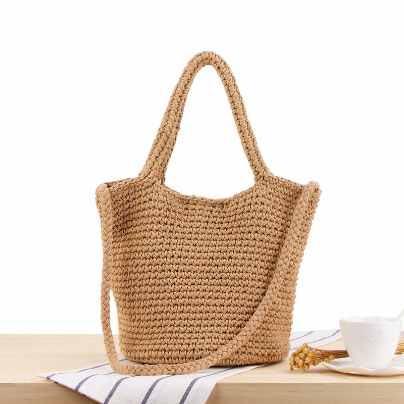 White One‑Shoulder Woven Straw Bag – Bohemian Vacation Tote | noémi