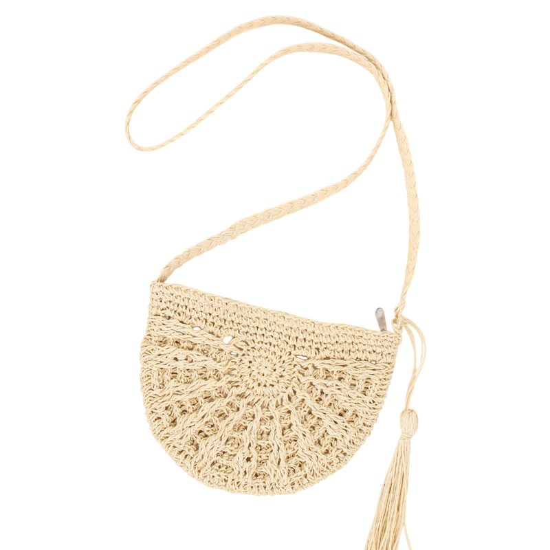 Brown Straw Cross‑Body Bag – Hand‑Woven Seaside Vacation Tote | noémi