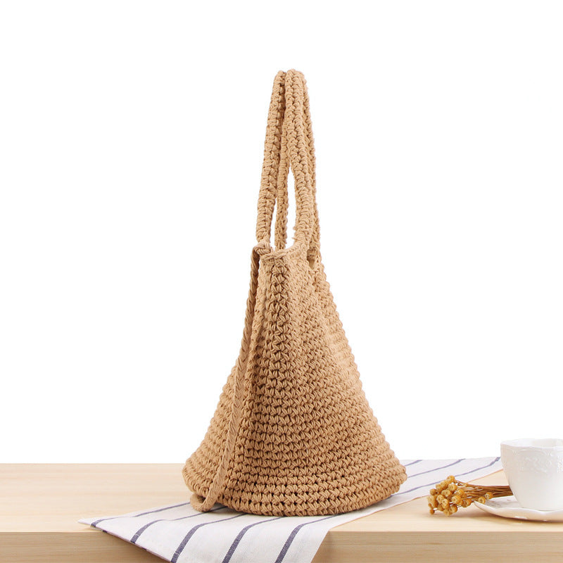 White One‑Shoulder Woven Straw Bag – Bohemian Vacation Tote | noémi