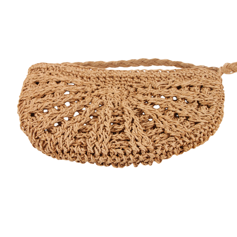 Brown Straw Cross‑Body Bag – Hand‑Woven Seaside Vacation Tote | noémi