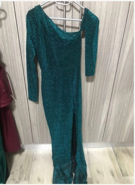 One Shoulder Irregular Hem Long Slim Fit Maxi Dress For Women | noémi