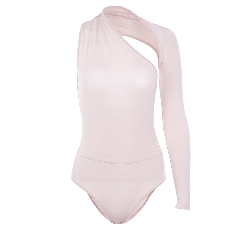 One Shoulder Tight Bodysuit Silk | noémi