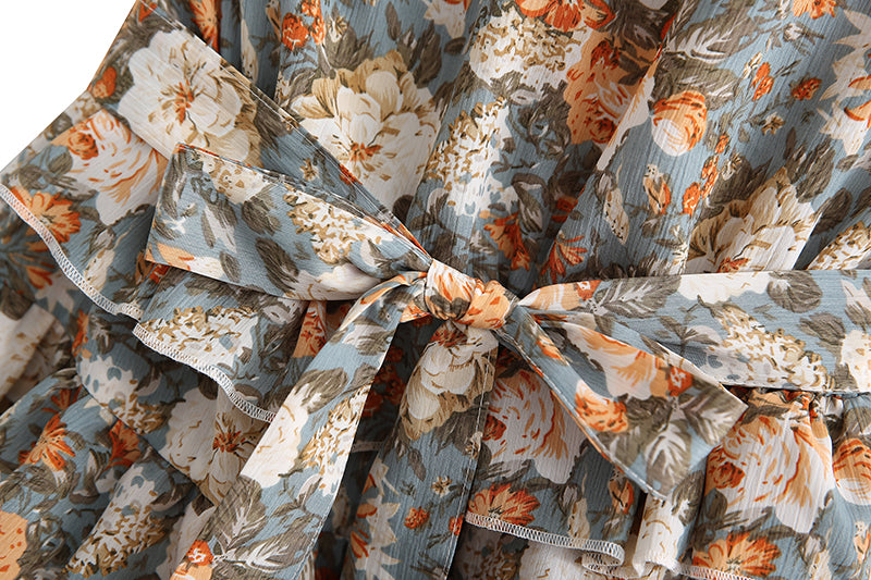 Backless Lace Up Off Shoulder Printed Dress | noémi