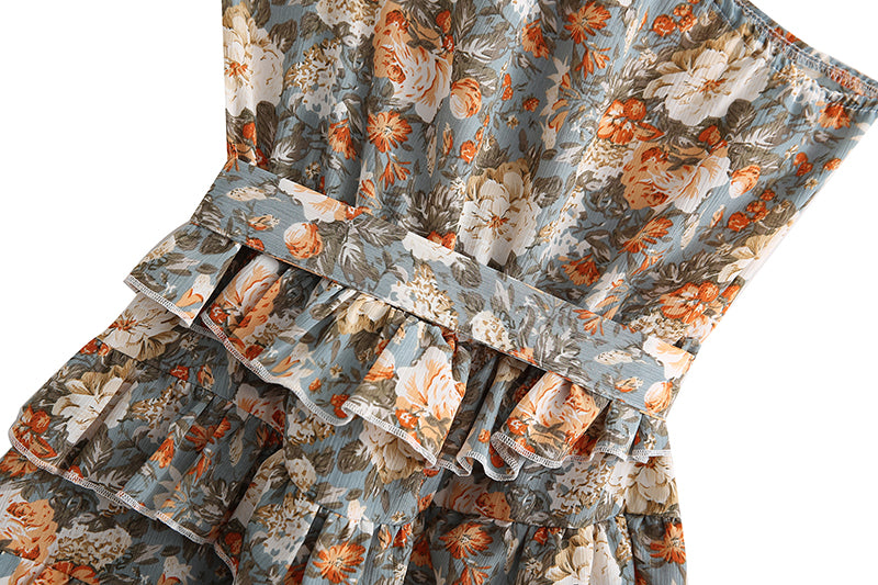 Backless Lace Up Off Shoulder Printed Dress | noémi