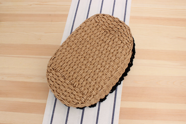Hollow Out Cutout Shoulder Straw Bag | Handmade Woven Mesh Tote for Beach | noémi