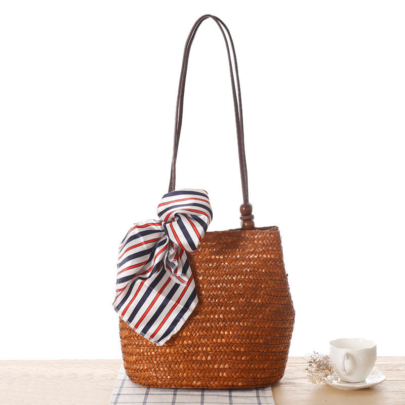 Woven Straw Shoulder Bag | Summer Beach Tote with Long Strap | noémi