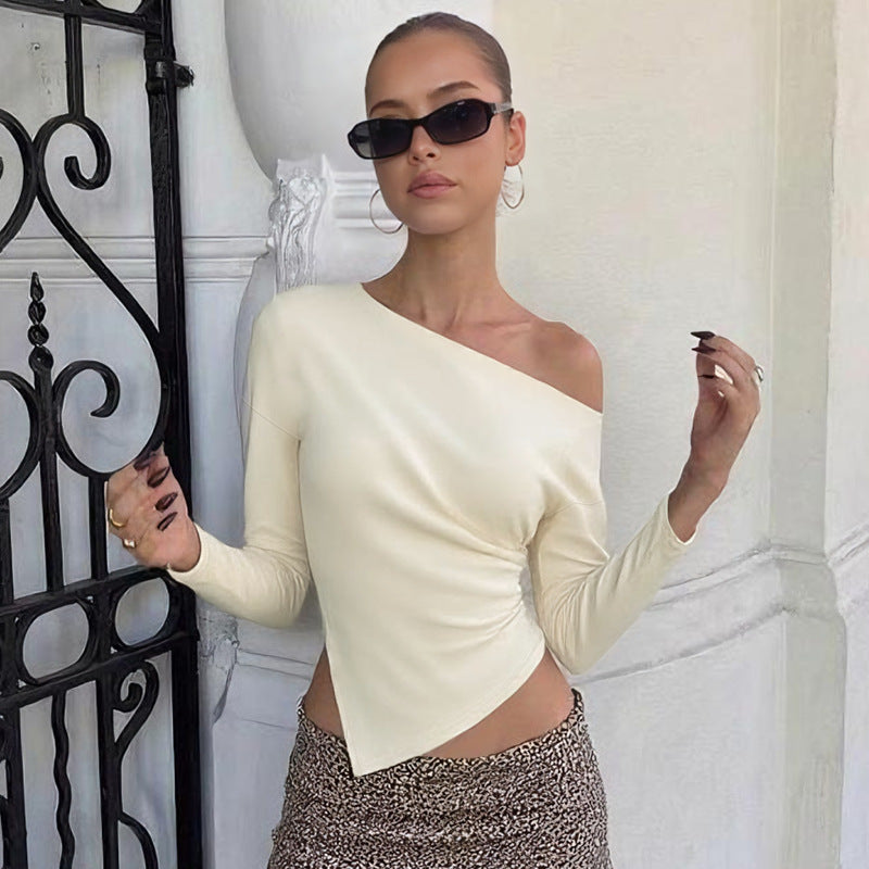 Off Shoulder Long Sleeve Top | Slim Fit, Stretch Knit | noémi