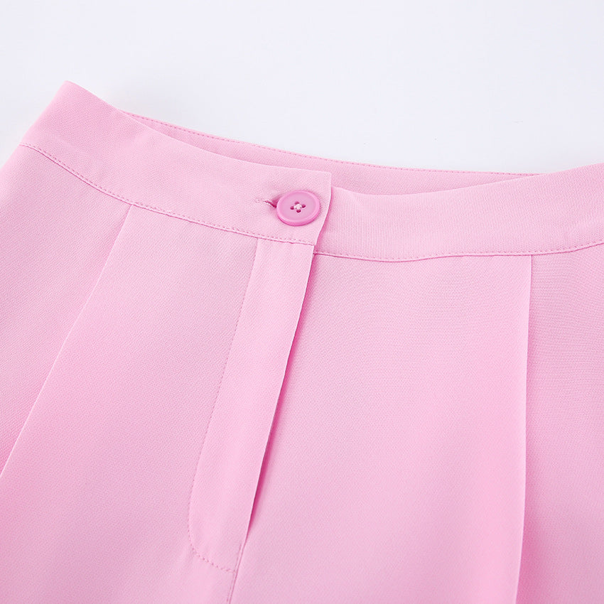 Pink Sleeveless Blazer & Wide Leg Trousers Set | Summer Two Piece Suit | noémi