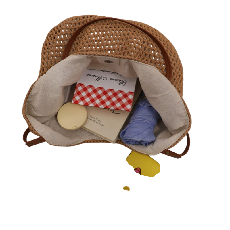 Cotton-Thread Crochet Shoulder Tote – Hollow-Out Large-Capacity Beach Bag, Cream | noémi