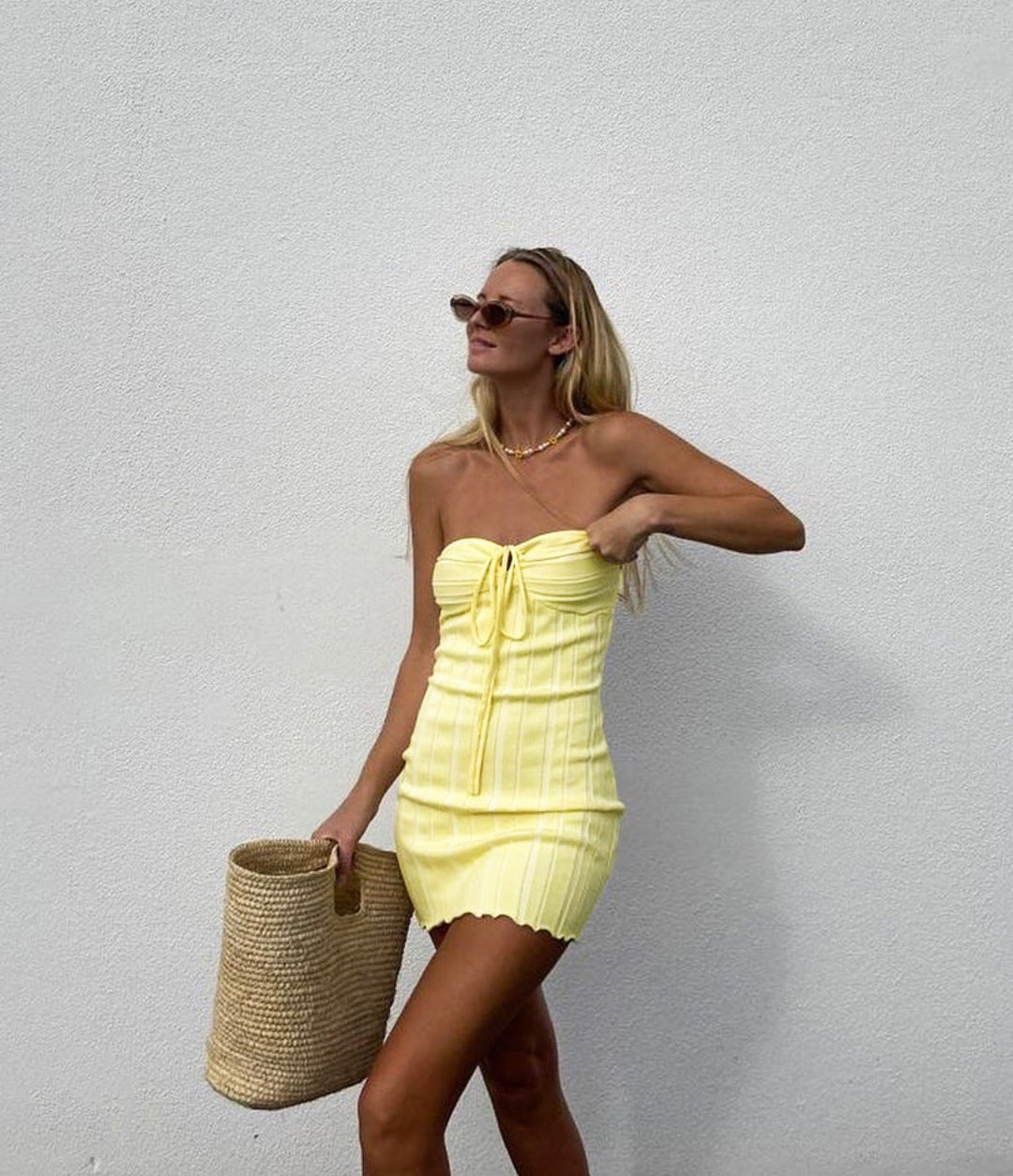 Halter Lace Up Knitted Angora Blend Dress | noémi