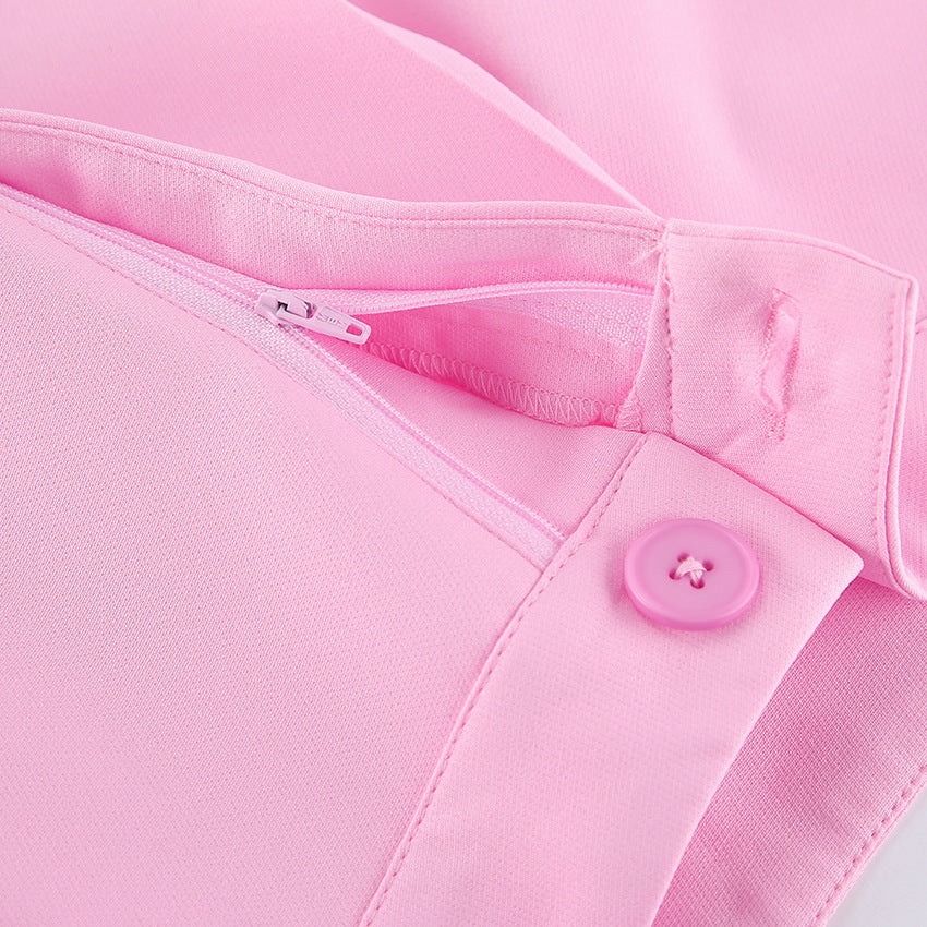 Pink Sleeveless Blazer & Wide Leg Trousers Set | Summer Two Piece Suit | noémi