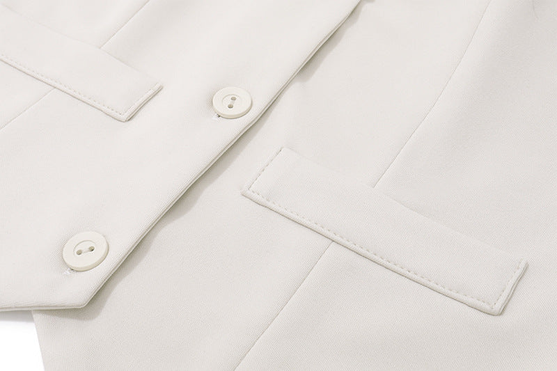 Halterneck Suit Set | White Blazer Vest A Line Mini Skirt | noémi