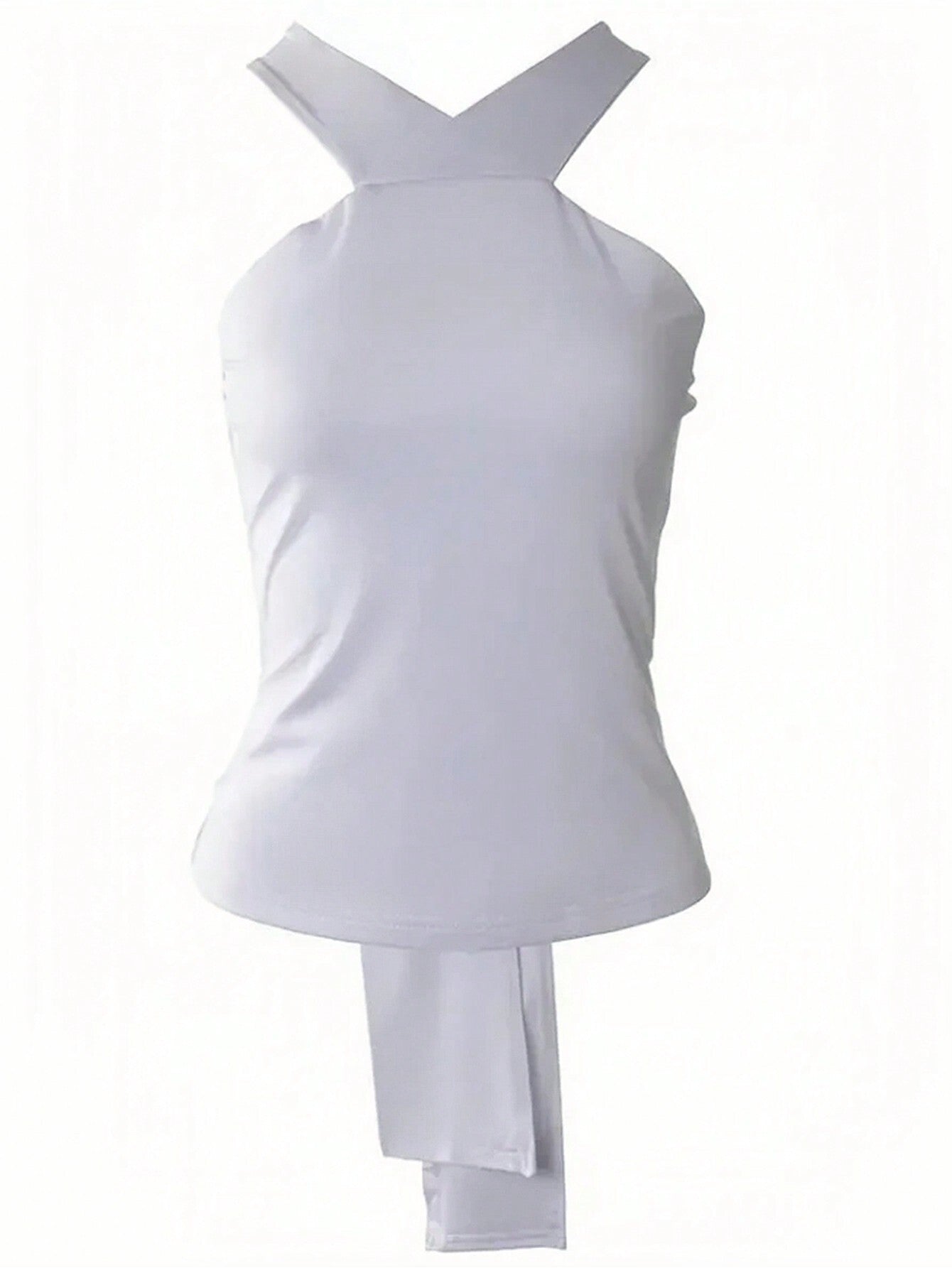 Women's White Cross Halter Backless Sleeveless Top | noémi