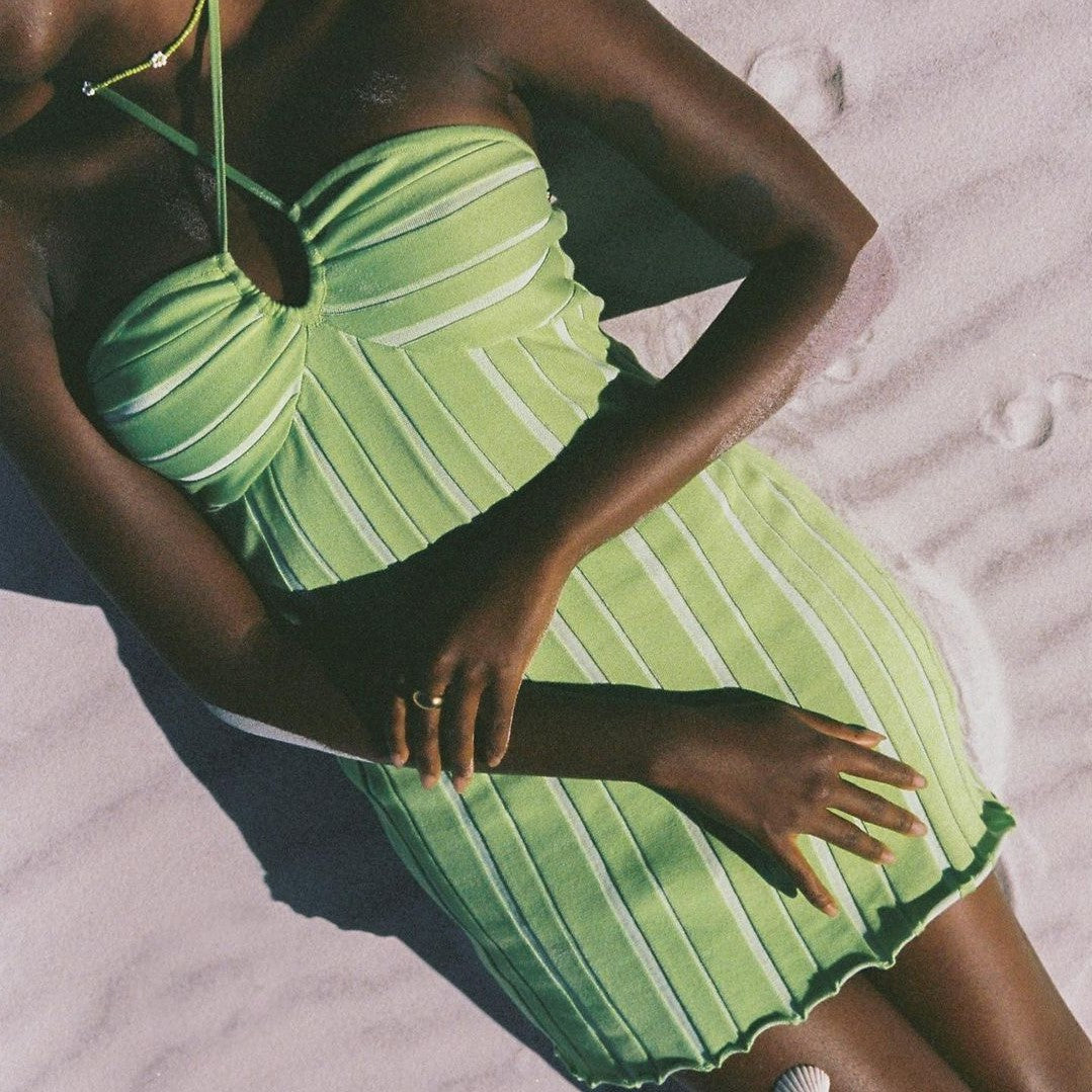 Halter Lace Up Knitted Angora Blend Dress | noémi