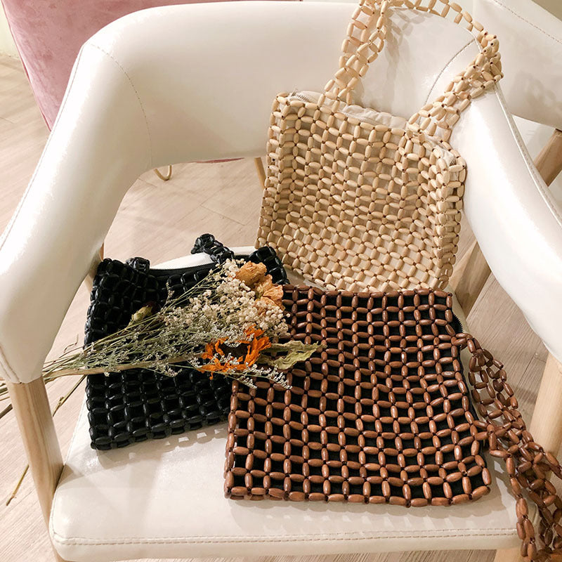 Retro Beaded Shoulder Bag | Handmade, Hollow Out, All Match Aesthetic Purse | noémi