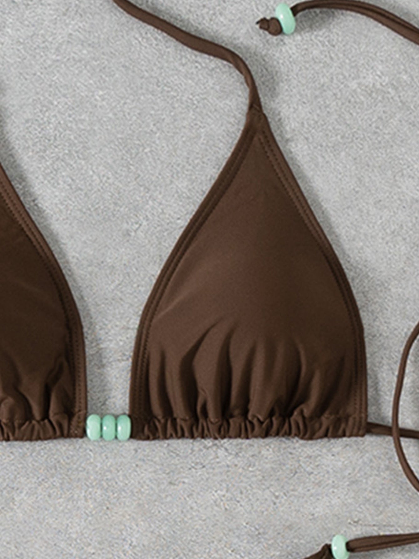 Solid Color Beaded Lace Up Split Bikini Swimsuit for Women | noémi