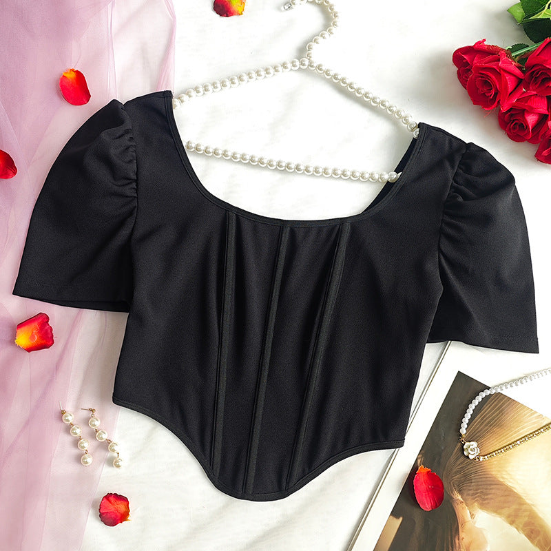 Structured Square Neck Corset Style Top with Boning Detail for Women | noémi