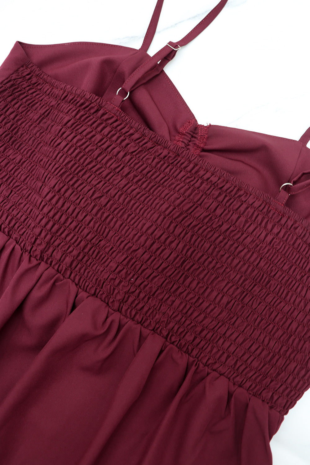 Women’s 2 Piece Cloak Dress & Shorts Set | Burgundy Suspender Strap & High Slit Overlay | noémi