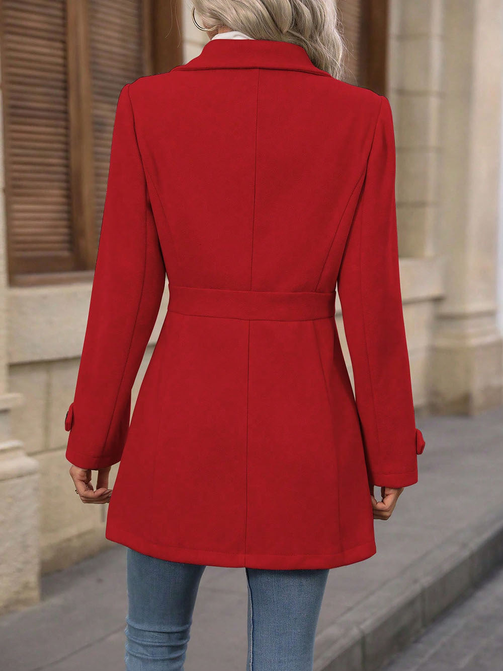 Wool Blend Trench Coat for Women | Slim Fit, Double Breasted | noémi
