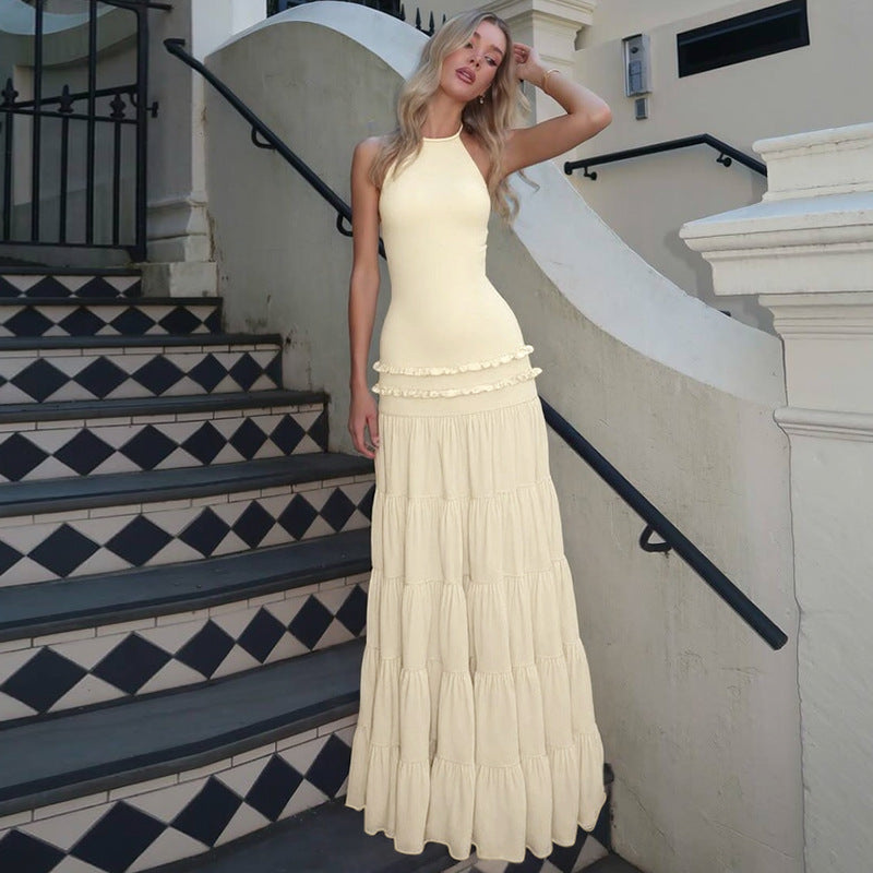 Backless Halter Pleated Maxi Dress | Sleeveless Summer Boho Style | noémi